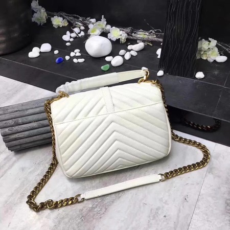 YSL Classic Monogramme White Leather Flap Bag Y392737 Gold YSL Classic Monogramme White Leather Flap Bag Y392737 Gold