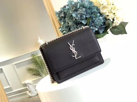 Yves Saint Laurent Leather Cross-body Shoulder Bag Y8004 Black Yves Saint Laurent Leather Cross-body Shoulder Bag Y8004 Black