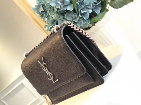Yves Saint Laurent Leather Cross-body Shoulder Bag Y8004 Black Yves Saint Laurent Leather Cross-body Shoulder Bag Y8004 Black