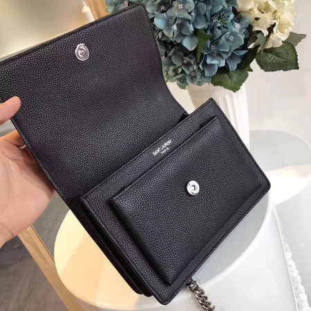 Yves Saint Laurent Leather Cross-body Shoulder Bag Y8004 Black Yves Saint Laurent Leather Cross-body Shoulder Bag Y8004 Black