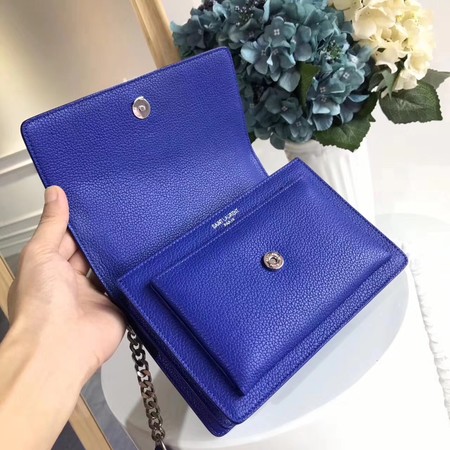 Yves Saint Laurent Leather Cross-body Shoulder Bag Y8004 Blue Yves Saint Laurent Leather Cross-body Shoulder Bag Y8004 Blue