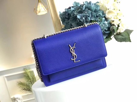 Yves Saint Laurent Leather Cross-body Shoulder Bag Y8005 Blue Yves Saint Laurent Leather Cross-body Shoulder Bag Y8005 Blue