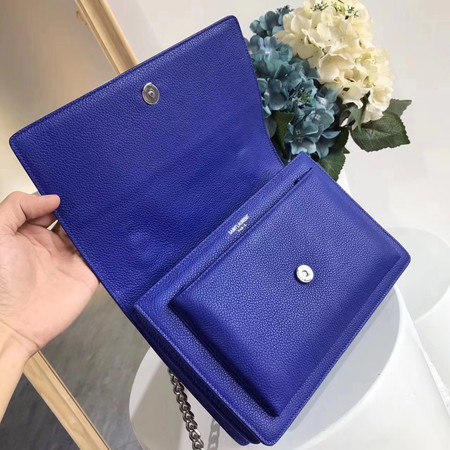 Yves Saint Laurent Leather Cross-body Shoulder Bag Y8005 Blue Yves Saint Laurent Leather Cross-body Shoulder Bag Y8005 Blue