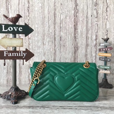 Gucci GG Marmont Matelasse Leather Shoulder Bag 443497 Green Gucci GG Marmont Matelasse Leather Shoulder Bag 443497 Green