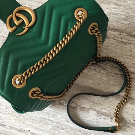 Gucci GG Marmont Matelasse Leather Shoulder Bag 443497 Green Gucci GG Marmont Matelasse Leather Shoulder Bag 443497 Green