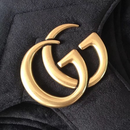 Gucci 443497 GG Marmont Chevron Velvet Shoulder Bag Black Gucci 443497 GG Marmont Chevron Velvet Shoulder Bag Black