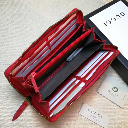 Gucci Leather Zip Around Wallet 456117 Red Gucci Leather Zip Around Wallet 456117 Red