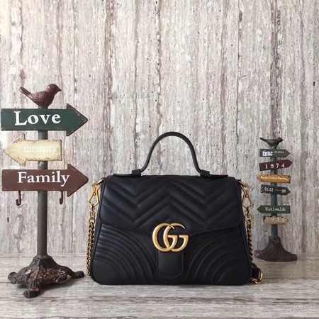 Gucci GG Marmont Small Top Handle Bag 498110 Black Gucci GG Marmont Small Top Handle Bag 498110 Black