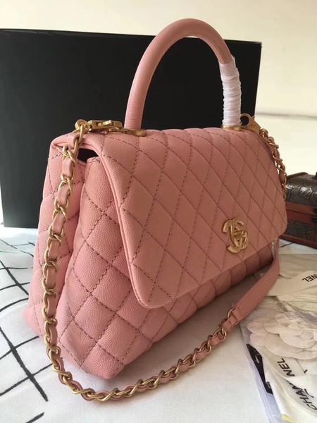 Chanel Classic Top Handle Bag Pink Original Leather A92292 Gold Chanel Classic Top Handle Bag Pink Original Leather A92292 Gold