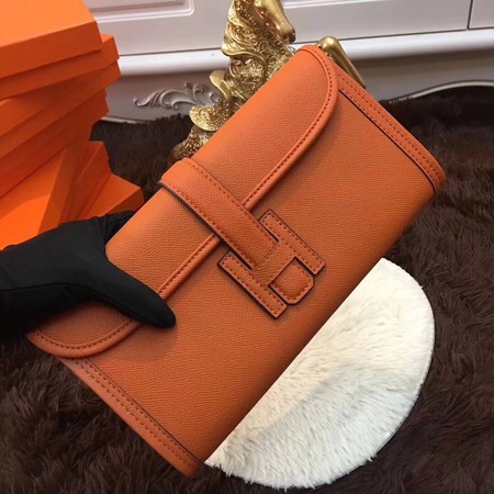 Hermes Togo Leather Clutch H88017 Orange Hermes Togo Leather Clutch H88017 Orange