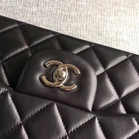 Chanel Maxi Quilted Classic Flap Bag Black Sheepskin Leather A58601 Silver Chanel Maxi Quilted Classic Flap Bag Black Sheepskin Leather A58601 Silver