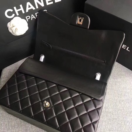 Chanel Maxi Quilted Classic Flap Bag Black Sheepskin Leather A58601 Silver Chanel Maxi Quilted Classic Flap Bag Black Sheepskin Leather A58601 Silver