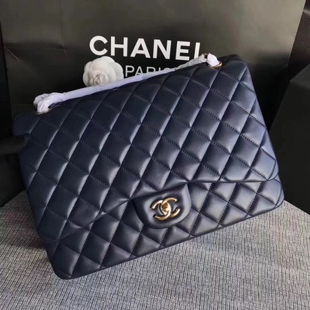 Chanel Maxi Quilted Classic Flap Bag Blue Sheepskin Leather A58601 Gold Chanel Maxi Quilted Classic Flap Bag Blue Sheepskin Leather A58601 Gold
