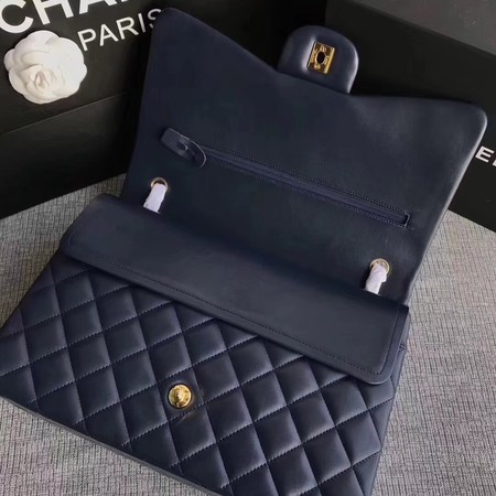 Chanel Maxi Quilted Classic Flap Bag Blue Sheepskin Leather A58601 Gold Chanel Maxi Quilted Classic Flap Bag Blue Sheepskin Leather A58601 Gold