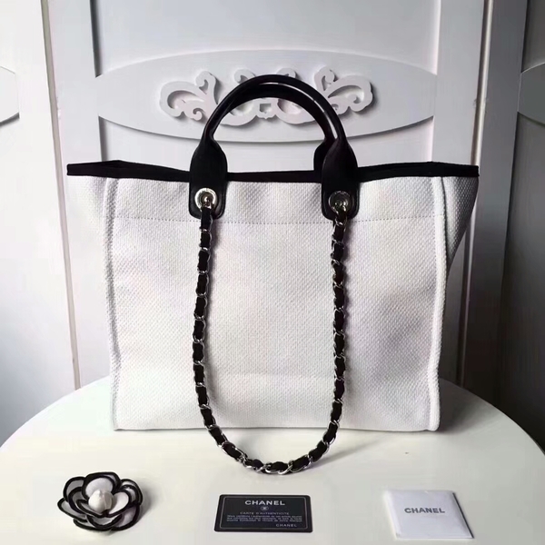 Chanel Medium Original Canvas Leather Tote Shopping Bag 66941C Chanel Medium Original Canvas Leather Tote Shopping Bag 66941C
