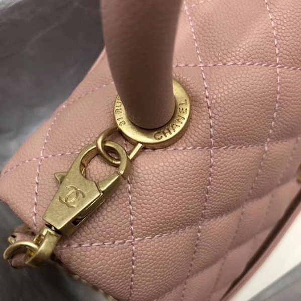 Chanel Classic Top Handle Bag Pink Cannage Pattern A92290 Gold Chanel Classic Top Handle Bag Pink Cannage Pattern A92290 Gold