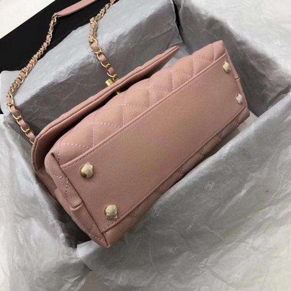 Chanel Classic Top Handle Bag Pink Cannage Pattern A92290 Gold Chanel Classic Top Handle Bag Pink Cannage Pattern A92290 Gold