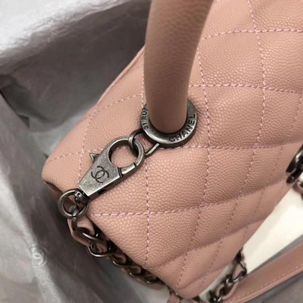 Chanel Classic Top Handle Bag Pink Cannage Pattern A92290 Silver Chanel Classic Top Handle Bag Pink Cannage Pattern A92290 Silver