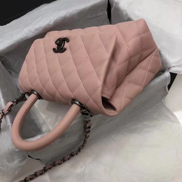 Chanel Classic Top Handle Bag Pink Cannage Pattern A92290 Silver Chanel Classic Top Handle Bag Pink Cannage Pattern A92290 Silver