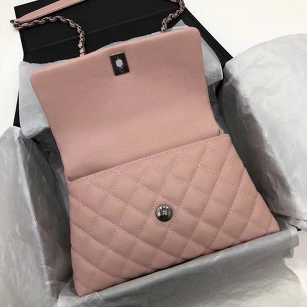 Chanel Classic Top Handle Bag Pink Cannage Pattern A92290 Silver Chanel Classic Top Handle Bag Pink Cannage Pattern A92290 Silver