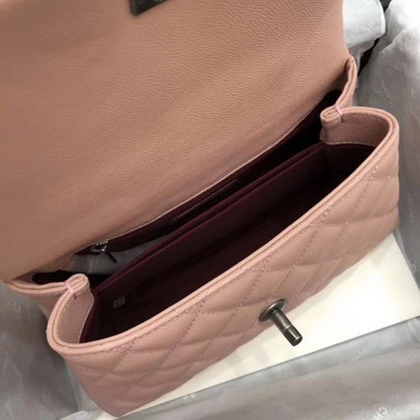 Chanel Classic Top Handle Bag Pink Cannage Pattern A92290 Silver Chanel Classic Top Handle Bag Pink Cannage Pattern A92290 Silver