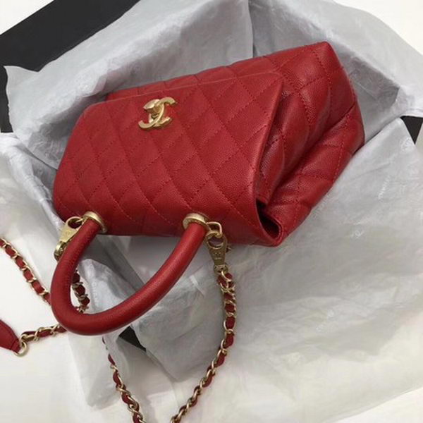 Chanel Classic Top Handle Bag Red Cannage Pattern A92290 Gold Chanel Classic Top Handle Bag Red Cannage Pattern A92290 Gold