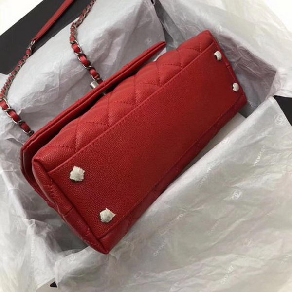 Chanel Classic Top Handle Bag Red Cannage Pattern A92290 Silver Chanel Classic Top Handle Bag Red Cannage Pattern A92290 Silver