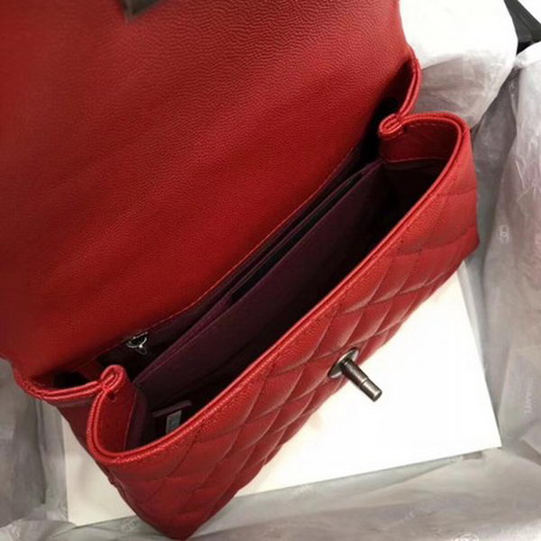 Chanel Classic Top Handle Bag Red Cannage Pattern A92290 Silver Chanel Classic Top Handle Bag Red Cannage Pattern A92290 Silver