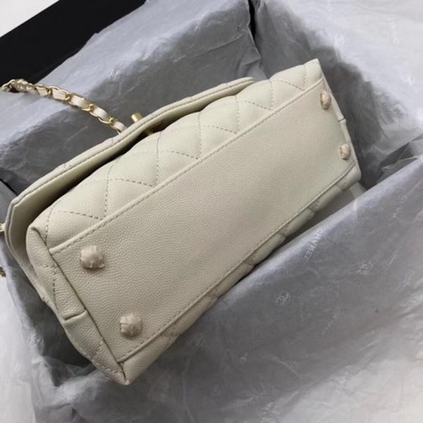 Chanel Classic Top Handle Bag White Cannage Pattern A92290 Gold Chanel Classic Top Handle Bag White Cannage Pattern A92290 Gold