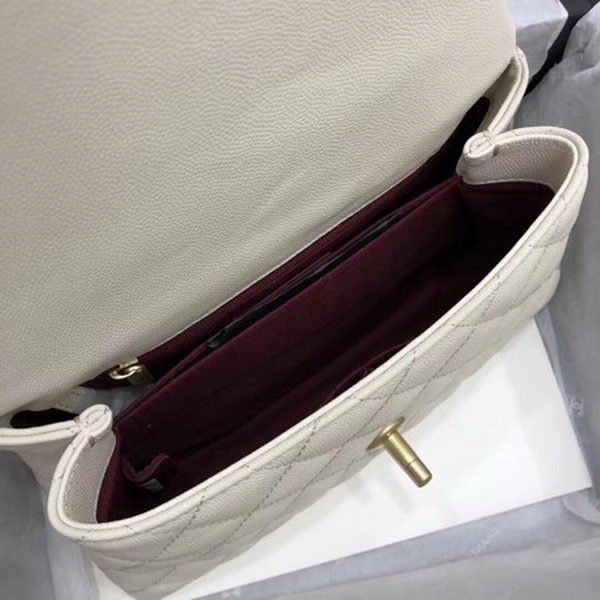 Chanel Classic Top Handle Bag White Cannage Pattern A92290 Gold Chanel Classic Top Handle Bag White Cannage Pattern A92290 Gold