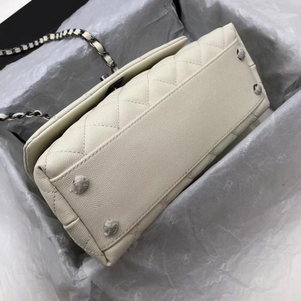 Chanel Classic Top Handle Bag White Cannage Pattern A92290 Silver Chanel Classic Top Handle Bag White Cannage Pattern A92290 Silver