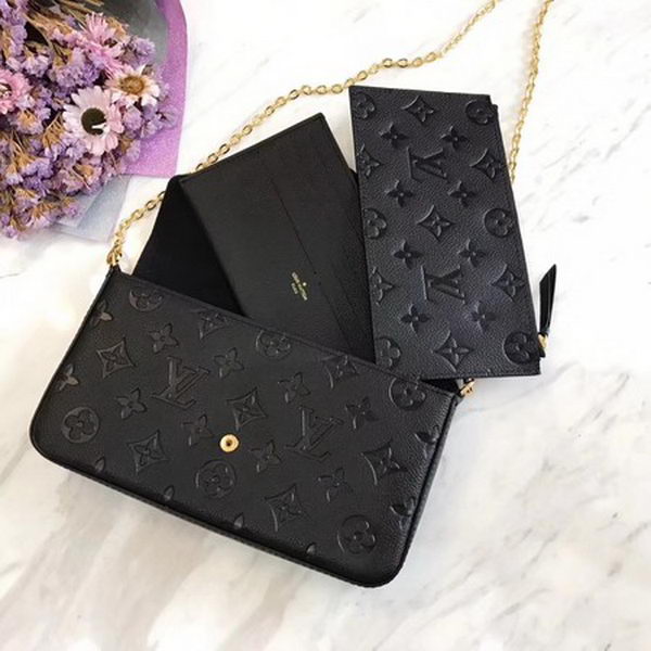 Louis Vuitton Monogram Empreinte POCHETTE FeLICIE M64064 Black Louis Vuitton Monogram Empreinte POCHETTE FeLICIE M64064 Black