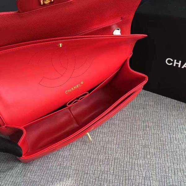 Chanel Flap Shoulder Bags Red Original Calfskin Leather CF1113 Gold Chanel Flap Shoulder Bags Red Original Calfskin Leather CF1113 Gold