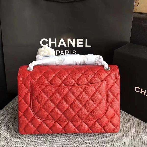 Chanel Flap Shoulder Bags Red Original Calfskin Leather CF1113 Silver Chanel Flap Shoulder Bags Red Original Calfskin Leather CF1113 Silver