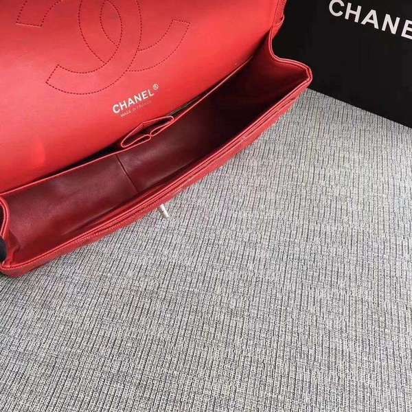 Chanel Flap Shoulder Bags Red Original Calfskin Leather CF1113 Silver Chanel Flap Shoulder Bags Red Original Calfskin Leather CF1113 Silver