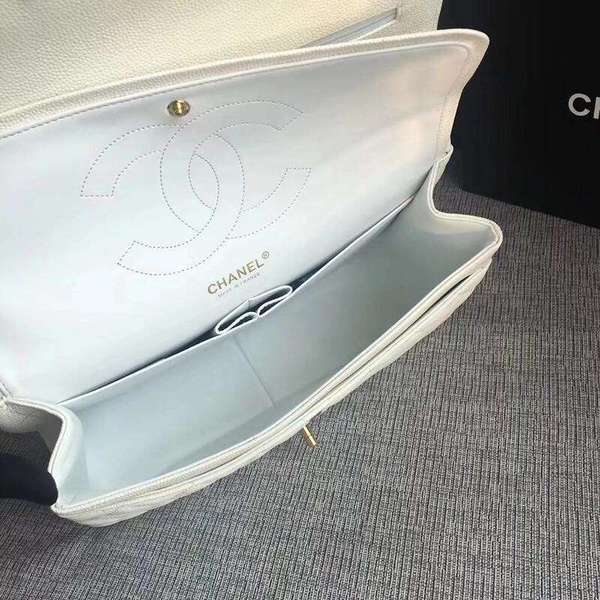 Chanel Flap Shoulder Bags White Original Calfskin Leather CF1113 Gold Chanel Flap Shoulder Bags White Original Calfskin Leather CF1113 Gold