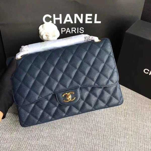 Chanel Flap Shoulder Bags Dark Blue Original Calfskin Leather CF1113 Gold Chanel Flap Shoulder Bags Dark Blue Original Calfskin Leather CF1113 Gold