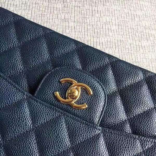Chanel Flap Shoulder Bags Dark Blue Original Calfskin Leather CF1113 Gold Chanel Flap Shoulder Bags Dark Blue Original Calfskin Leather CF1113 Gold