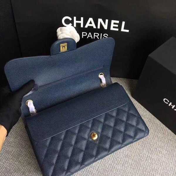 Chanel Flap Shoulder Bags Dark Blue Original Calfskin Leather CF1113 Gold Chanel Flap Shoulder Bags Dark Blue Original Calfskin Leather CF1113 Gold