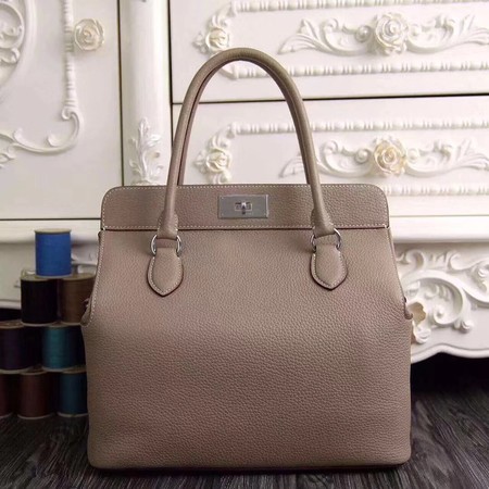 Hermes Toolbox Bag Original Togo Leather H3259 Light Grey Hermes Toolbox Bag Original Togo Leather H3259 Light Grey