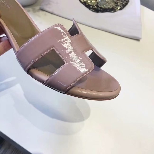 Hermes lady leather Slipper HO814HMJ Heel high 5CM pink Hermes lady leather Slipper HO814HMJ Heel high 5CM pink