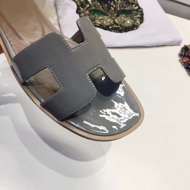 Hermes lady leather fashion Slipper HO808HMJ grey Hermes lady leather fashion Slipper HO808HMJ grey