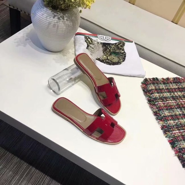 Hermes lady leather fashion Slipper HO808HMJ red Hermes lady leather fashion Slipper HO808HMJ red