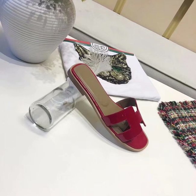 Hermes lady leather fashion Slipper HO808HMJ red Hermes lady leather fashion Slipper HO808HMJ red