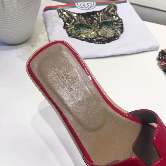 Hermes lady leather fashion Slipper HO808HMJ red Hermes lady leather fashion Slipper HO808HMJ red