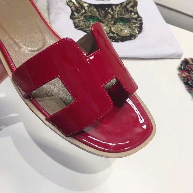Hermes lady leather fashion Slipper HO808HMJ red Hermes lady leather fashion Slipper HO808HMJ red