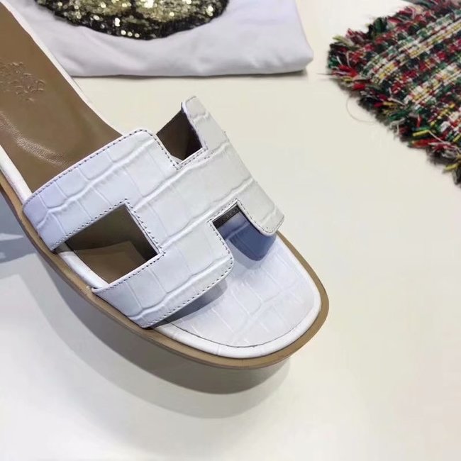 Hermes lady leather fashion Slipper HO811HMJ white Hermes lady leather fashion Slipper HO811HMJ white