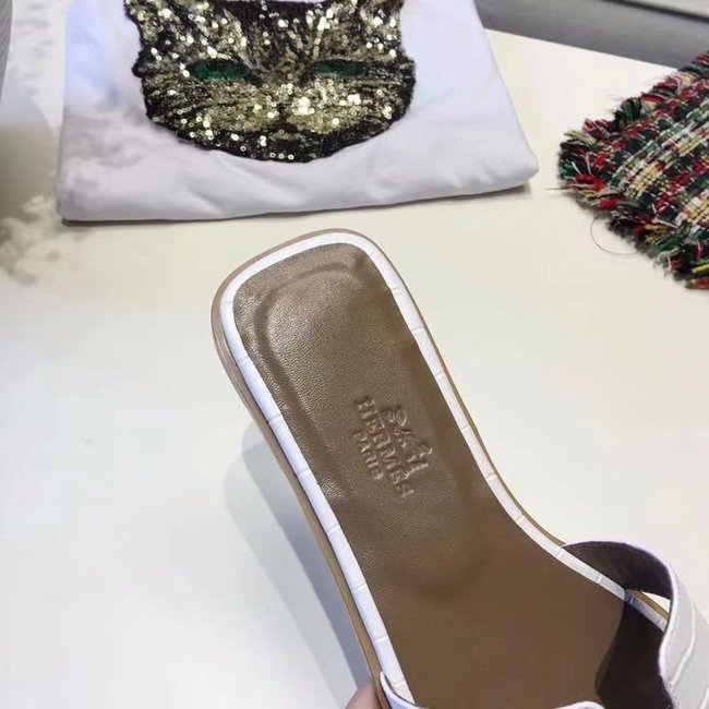 Hermes lady leather fashion Slipper HO811HMJ white Hermes lady leather fashion Slipper HO811HMJ white
