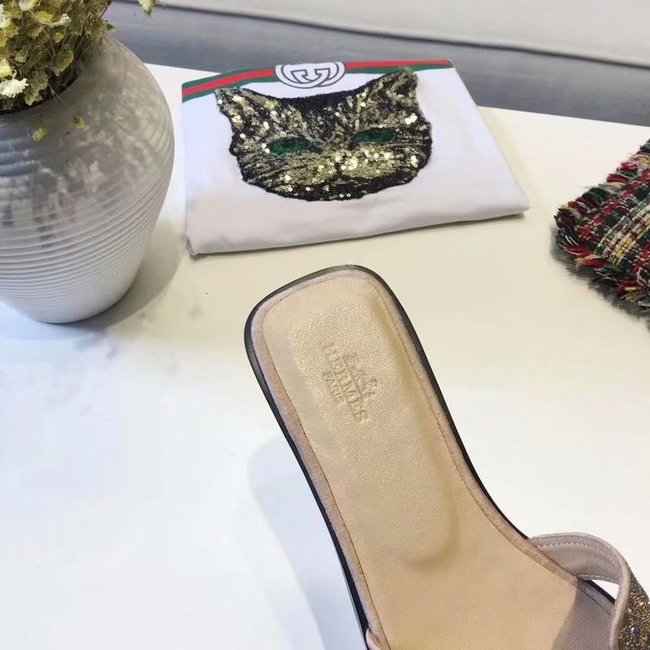 Hermes lady leather fashion Slipper HO812HMJ gold Hermes lady leather fashion Slipper HO812HMJ gold