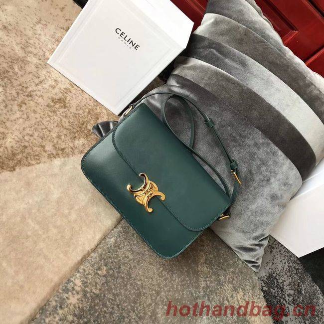 CELINE MEDIUM TRIOMPHE BAG IN SHINY CALFSKIN CL87363 GREEN CELINE MEDIUM TRIOMPHE BAG IN SHINY CALFSKIN CL87363 GREEN